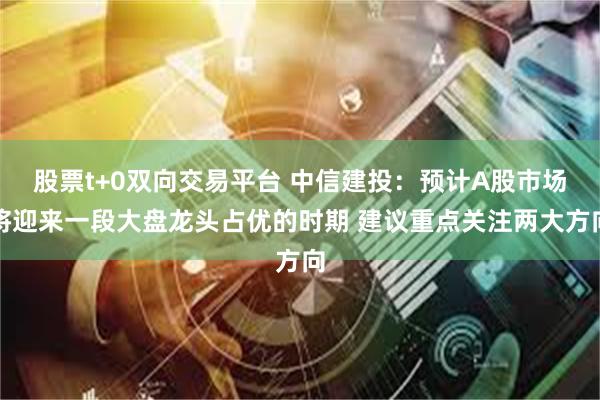 股票t+0双向交易平台 中信建投：预计A股市场将迎来一段大盘龙头占优的时期 建议重点关注两大方向