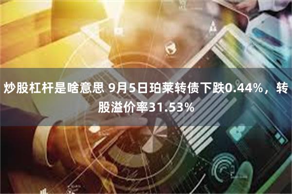 炒股杠杆是啥意思 9月5日珀莱转债下跌0.44%，转股溢价率31.53%